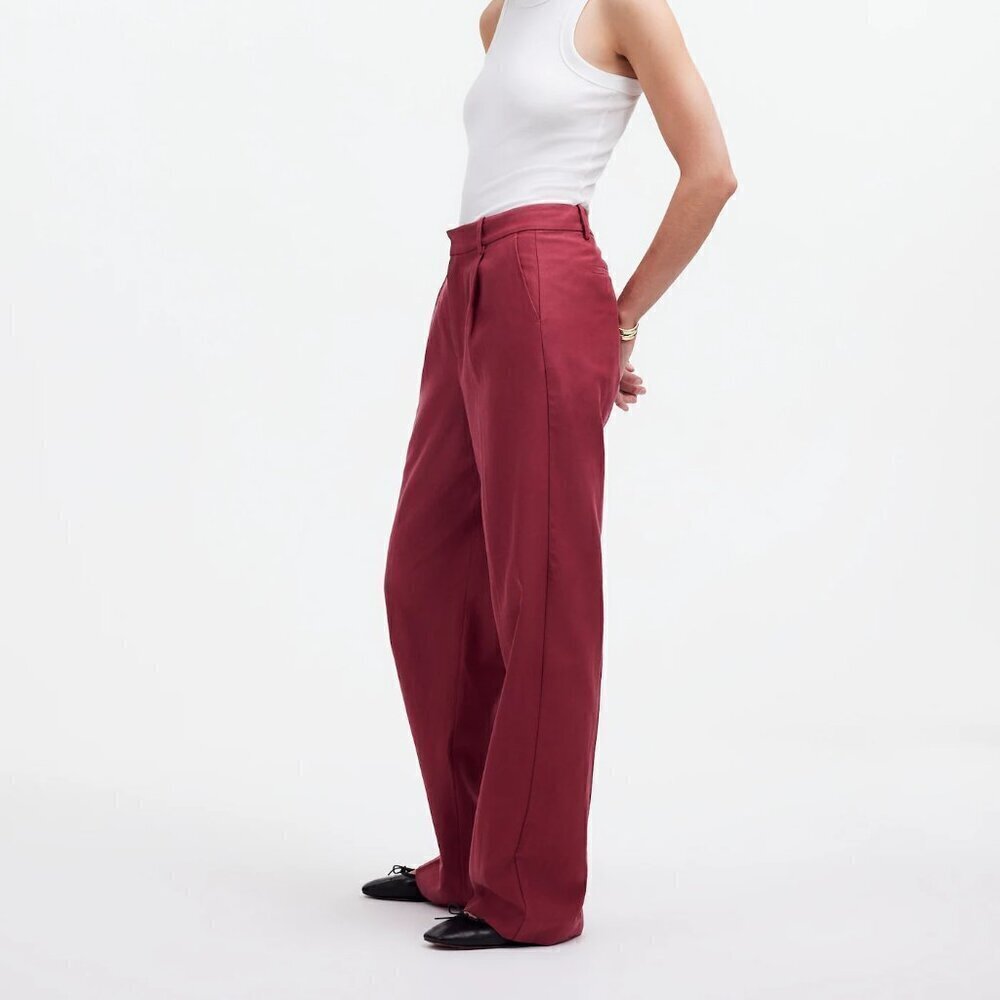 Madewell Slouchy Straight Pants Drapey Twill Marron Size 2/S NWT
